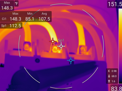 Thermal imaging scan detecting overheated electrical parts